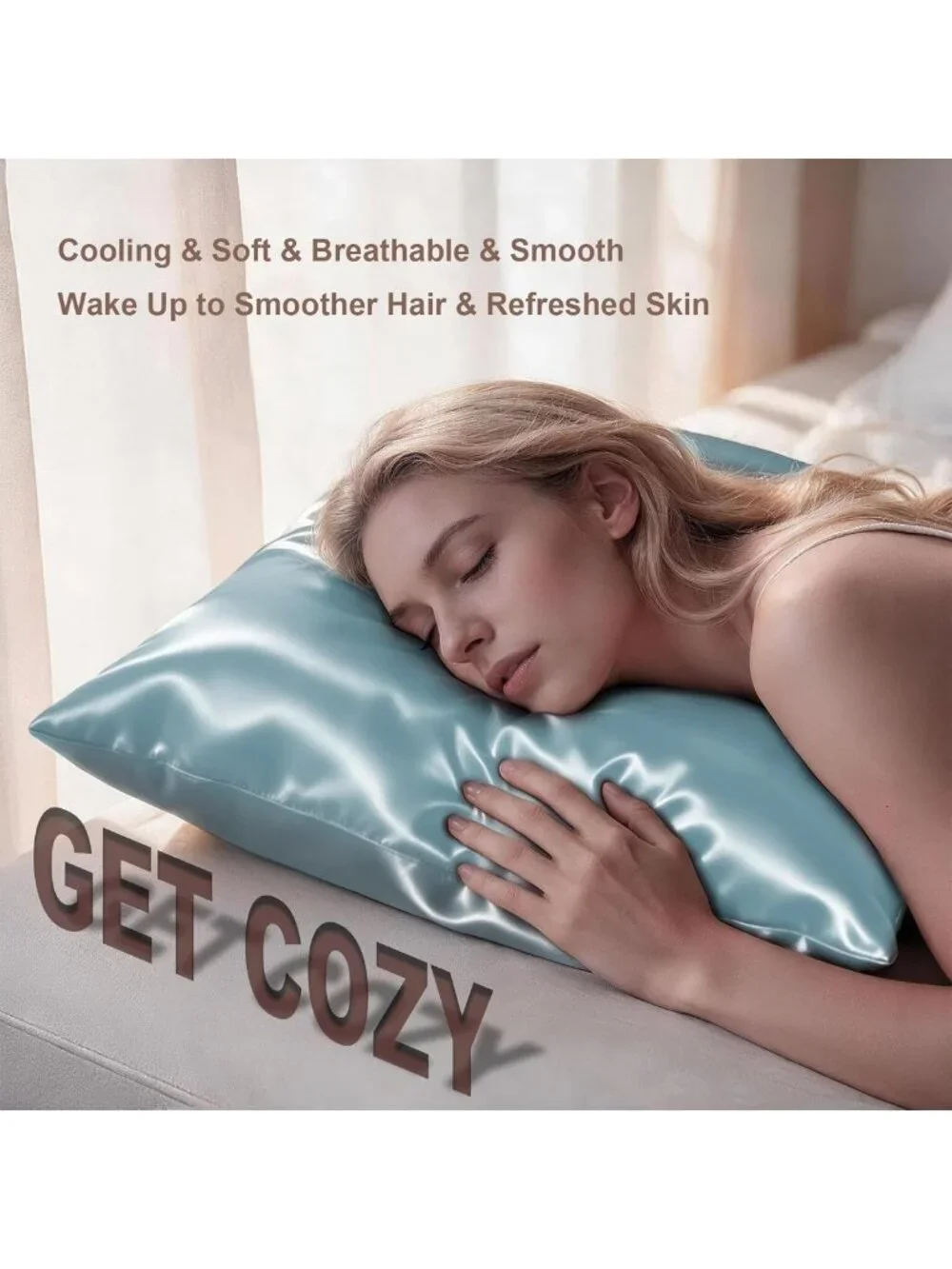 Luxurious Silk Pillowcases 2-Pack Standard Size with Zipper - Haze Blue